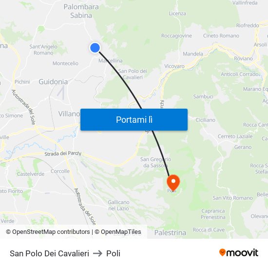 San Polo Dei Cavalieri to Poli map