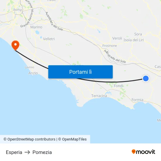 Esperia to Pomezia map