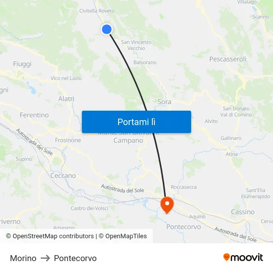 Morino to Pontecorvo map