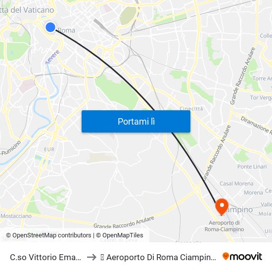 C.so Vittorio Emanuele/Navona to ✈ Aeroporto Di Roma Ciampino "G. B. Pastine" (Cia) map