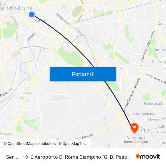 Senato to ✈ Aeroporto Di Roma Ciampino "G. B. Pastine" (Cia) map
