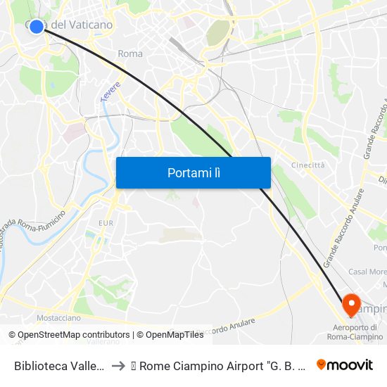 Biblioteca Valle Aurelia to ✈ Rome Ciampino Airport "G. B. Pastine" (Cia) map