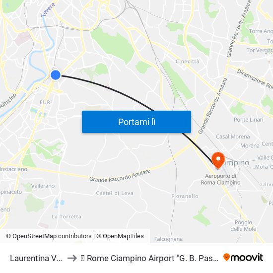 Laurentina Viaggi to ✈ Rome Ciampino Airport "G. B. Pastine" (Cia) map