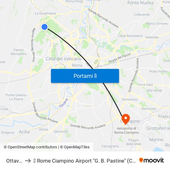 Ottavia to ✈ Rome Ciampino Airport "G. B. Pastine" (Cia) map