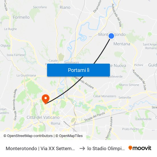 Monterotondo | Via XX Settembre to lo Stadio Olimpico map