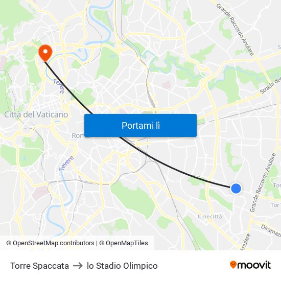 Torre Spaccata to lo Stadio Olimpico map