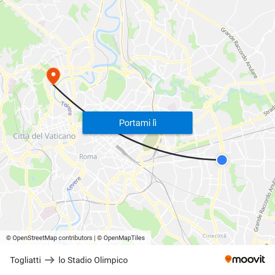 Togliatti to lo Stadio Olimpico map