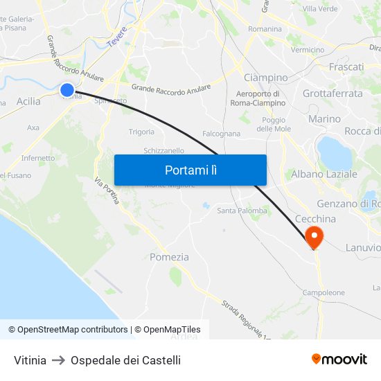 Vitinia to Ospedale dei Castelli map