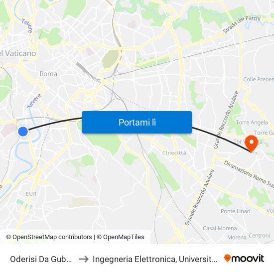 Oderisi Da Gubbio/Grimaldi to Ingegneria Elettronica, Università di Roma Tor Vergata map