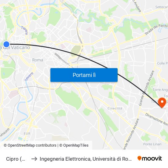 Cipro (Ma-H) to Ingegneria Elettronica, Università di Roma Tor Vergata map