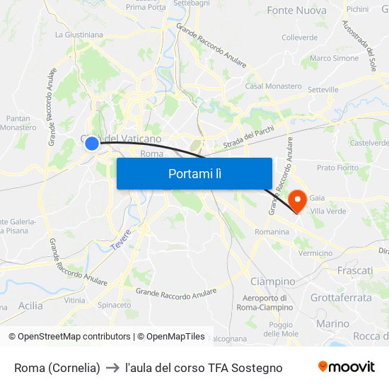Roma (Cornelia) to l'aula del corso TFA Sostegno map