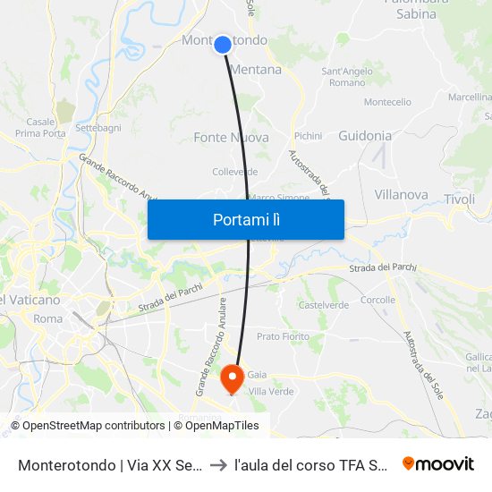 Monterotondo | Via XX Settembre to l'aula del corso TFA Sostegno map