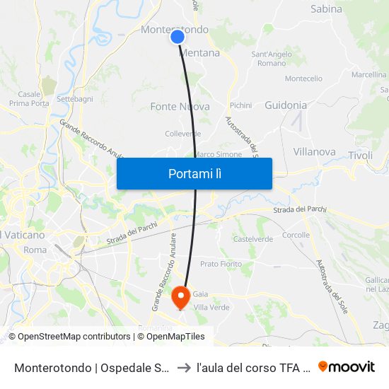 Monterotondo | Ospedale Ss. Gonfalone to l'aula del corso TFA Sostegno map