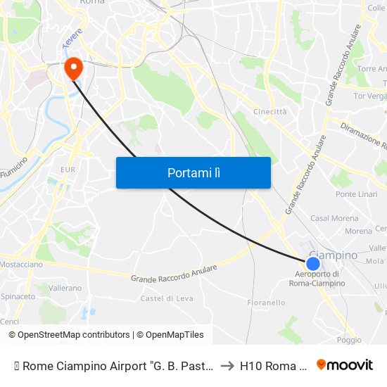 ✈ Rome Ciampino Airport "G. B. Pastine" (Cia) to H10 Roma Città map