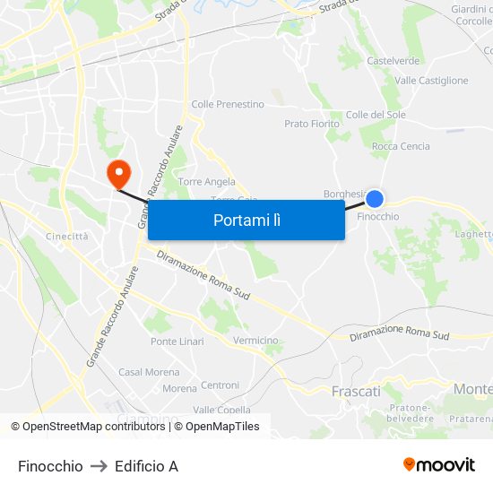 Finocchio to Edificio A map