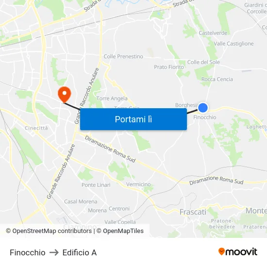 Finocchio to Edificio A map
