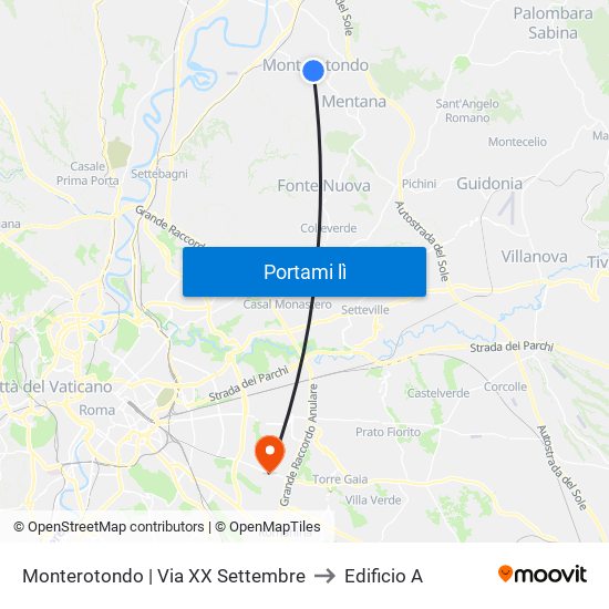 Monterotondo | Via XX Settembre to Edificio A map