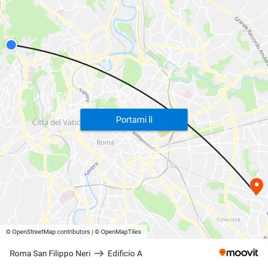 Roma San Filippo Neri to Edificio A map