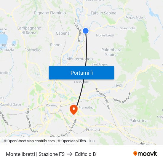 Montelibretti | Stazione FS to Edificio B map