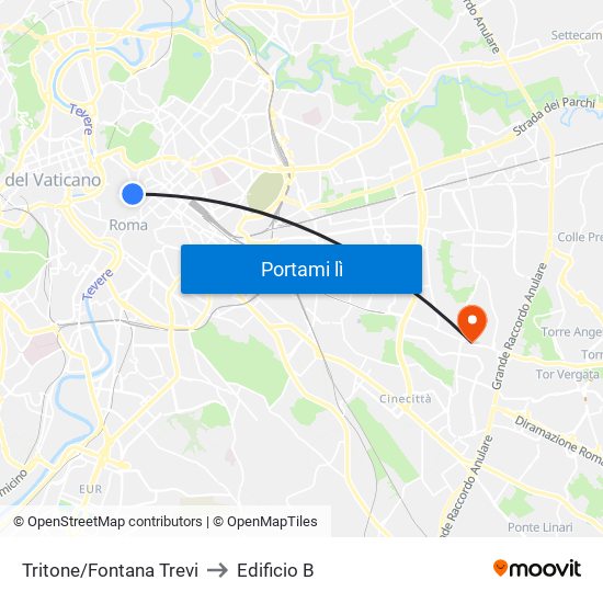 Tritone/Fontana Trevi to Edificio B map