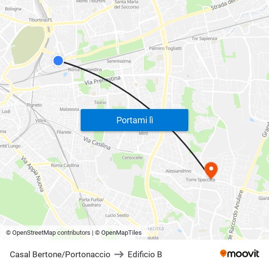 Casal Bertone/Portonaccio to Edificio B map