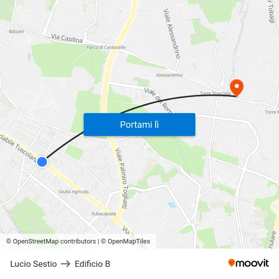 Lucio Sestio to Edificio B map
