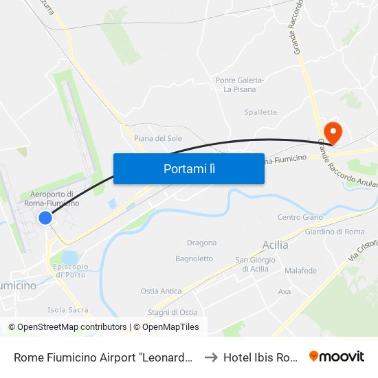 Rome Fiumicino Airport "Leonardo Da Vinci" (Fco) to Hotel Ibis Roma Fiera map