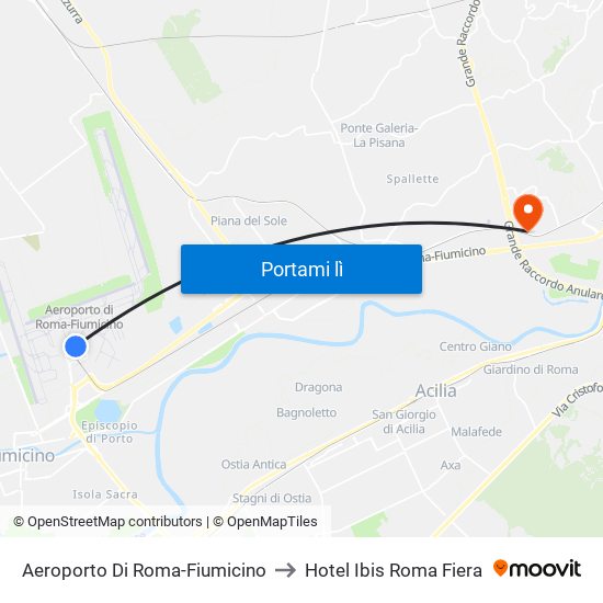 Aeroporto Di Roma-Fiumicino to Hotel Ibis Roma Fiera map
