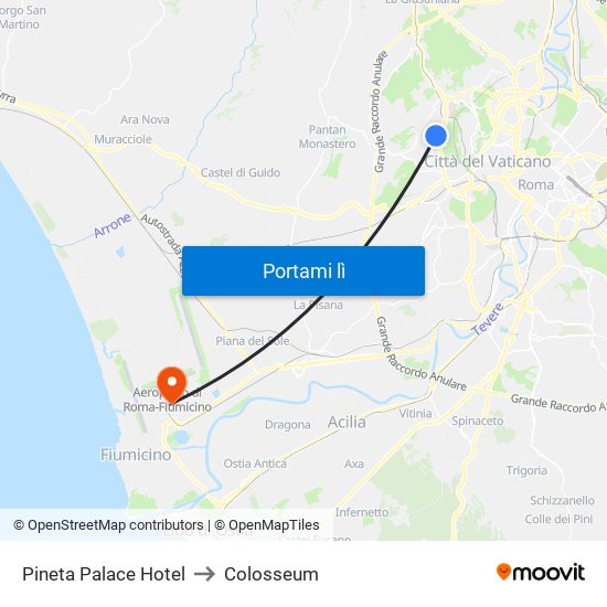 Pineta Palace Hotel to Colosseum map