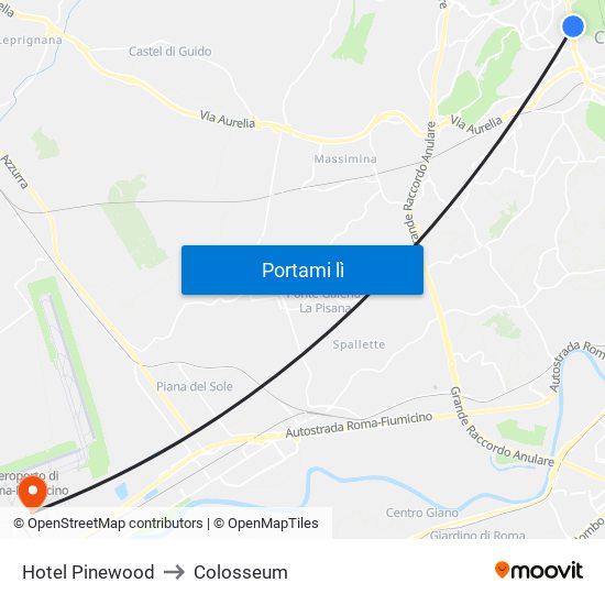 Hotel Pinewood to Colosseum map