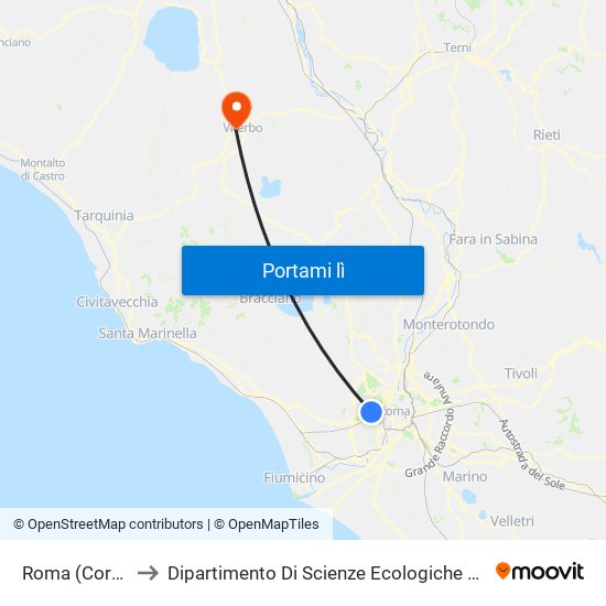 Roma (Cornelia) to Dipartimento Di Scienze Ecologiche E Biologiche map