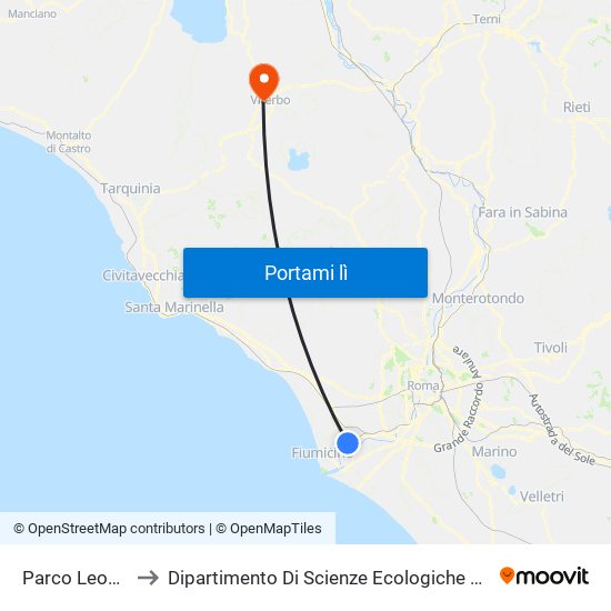 Parco Leonardo to Dipartimento Di Scienze Ecologiche E Biologiche map