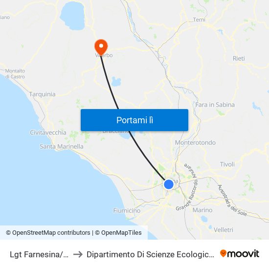 Lgt Farnesina/Trilussa to Dipartimento Di Scienze Ecologiche E Biologiche map