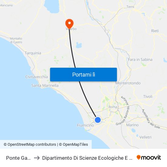 Ponte Galeria to Dipartimento Di Scienze Ecologiche E Biologiche map