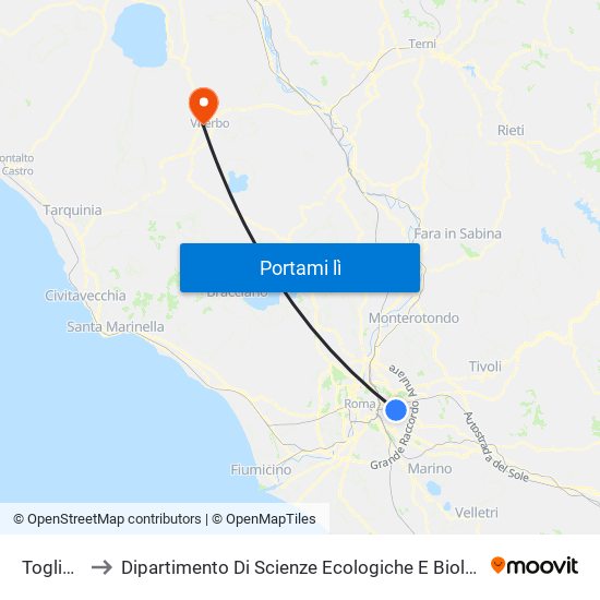 Togliatti to Dipartimento Di Scienze Ecologiche E Biologiche map