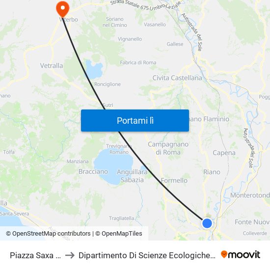 Piazza Saxa Rubra to Dipartimento Di Scienze Ecologiche E Biologiche map