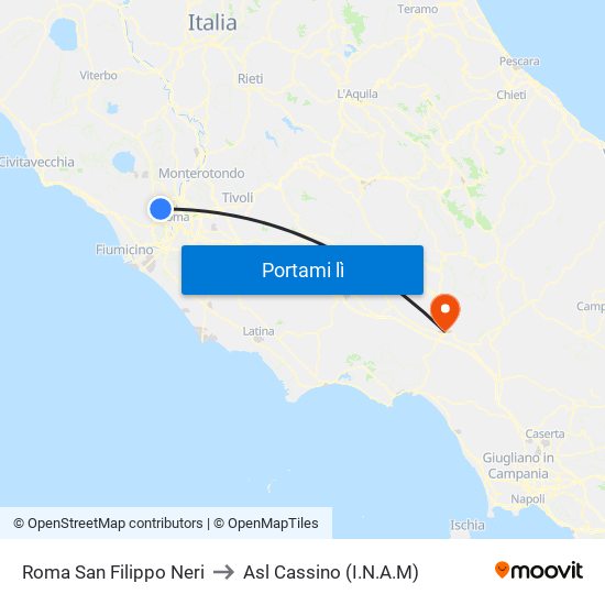 Roma San Filippo Neri to Asl Cassino (I.N.A.M) map