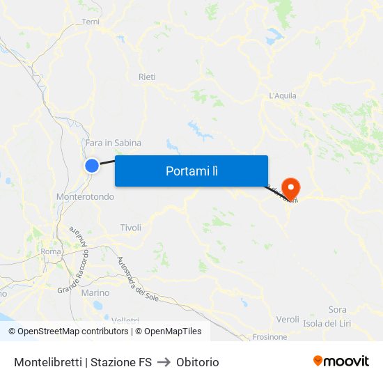 Montelibretti | Stazione FS to Obitorio map