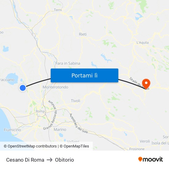Cesano Di Roma to Obitorio map