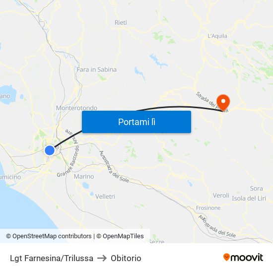 Lgt Farnesina/Trilussa to Obitorio map