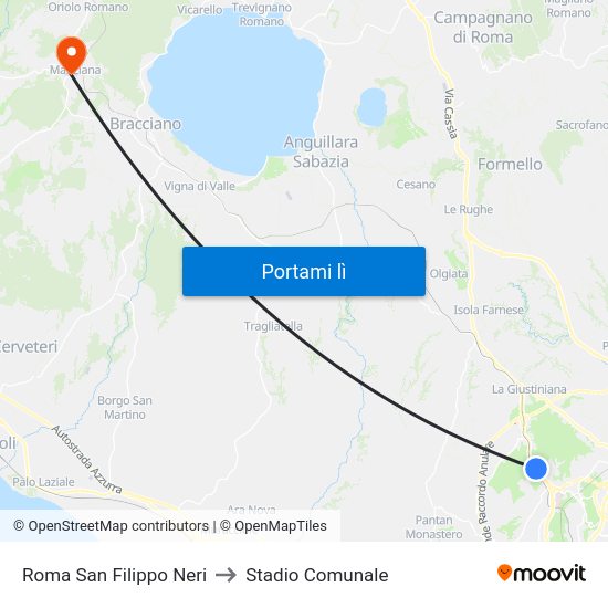 Roma San Filippo Neri to Stadio Comunale map