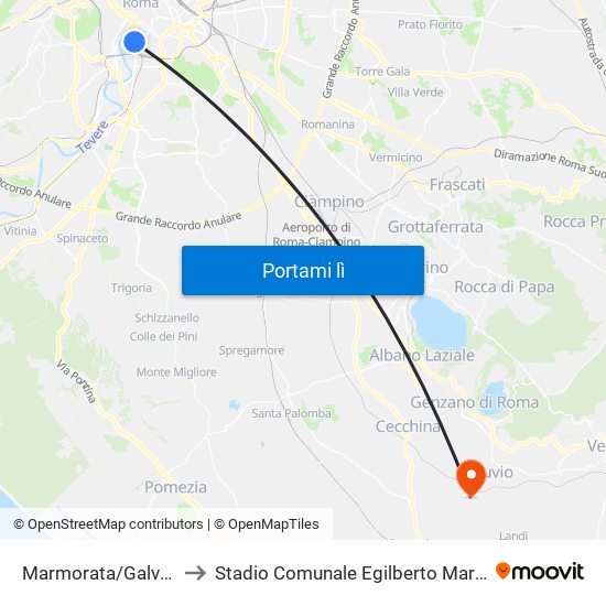 Marmorata/Galvani to Stadio Comunale Egilberto Martufi map