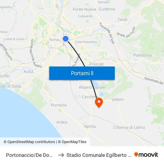Portonaccio/De Dominicis to Stadio Comunale Egilberto Martufi map