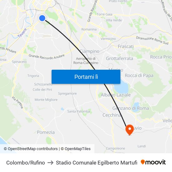 Colombo/Rufino to Stadio Comunale Egilberto Martufi map