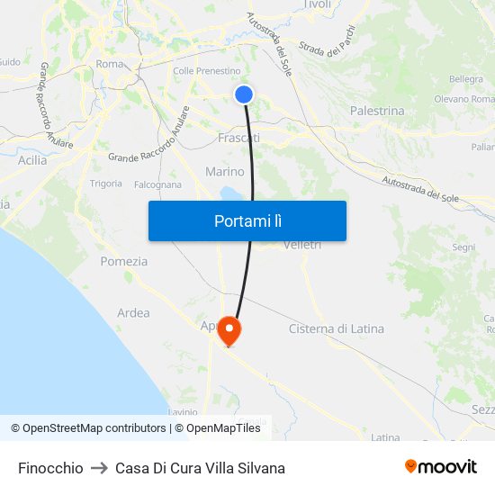 Finocchio to Casa Di Cura Villa Silvana map