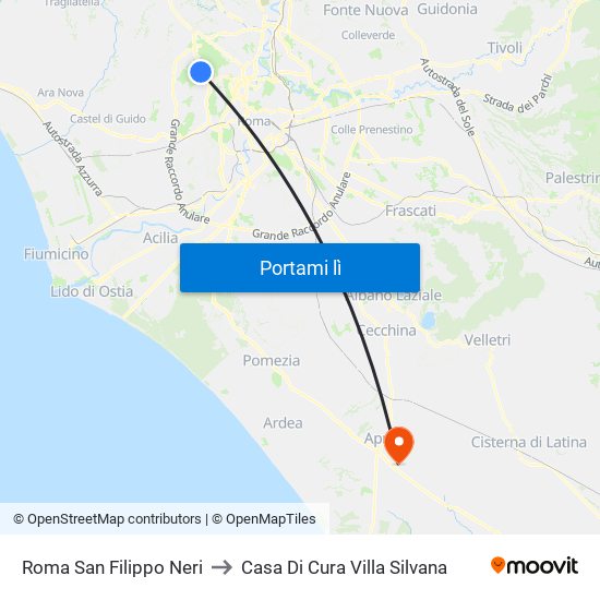 Roma San Filippo Neri to Casa Di Cura Villa Silvana map