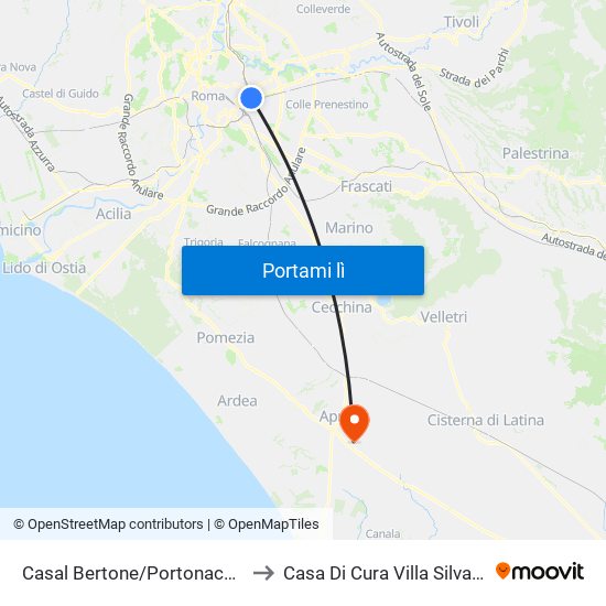 Casal Bertone/Portonaccio to Casa Di Cura Villa Silvana map