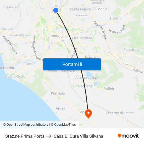 Staz.ne Prima Porta to Casa Di Cura Villa Silvana map