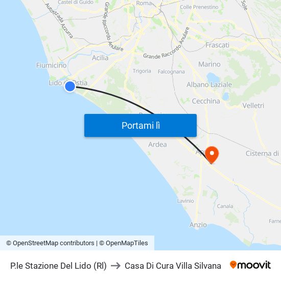 P.le Stazione Del Lido (Rl) to Casa Di Cura Villa Silvana map