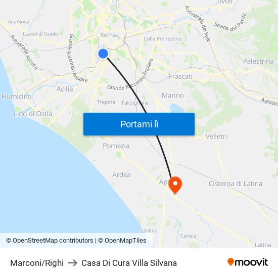 Marconi/Righi to Casa Di Cura Villa Silvana map